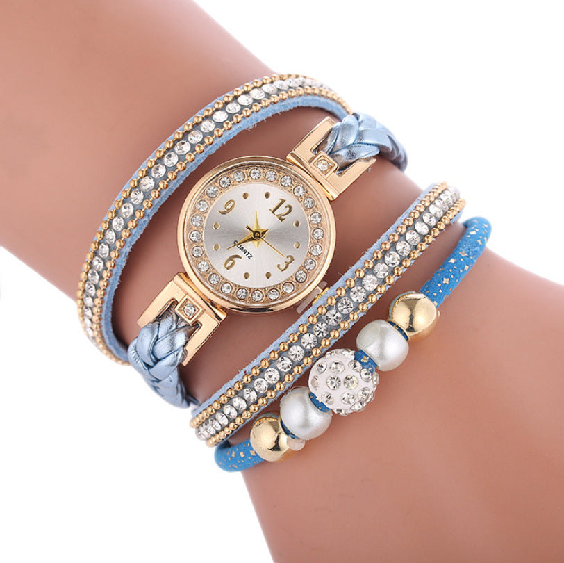 Diamond-studded Ladies Alloy Watch, Digital Face Ladies Simple Quartz Watch