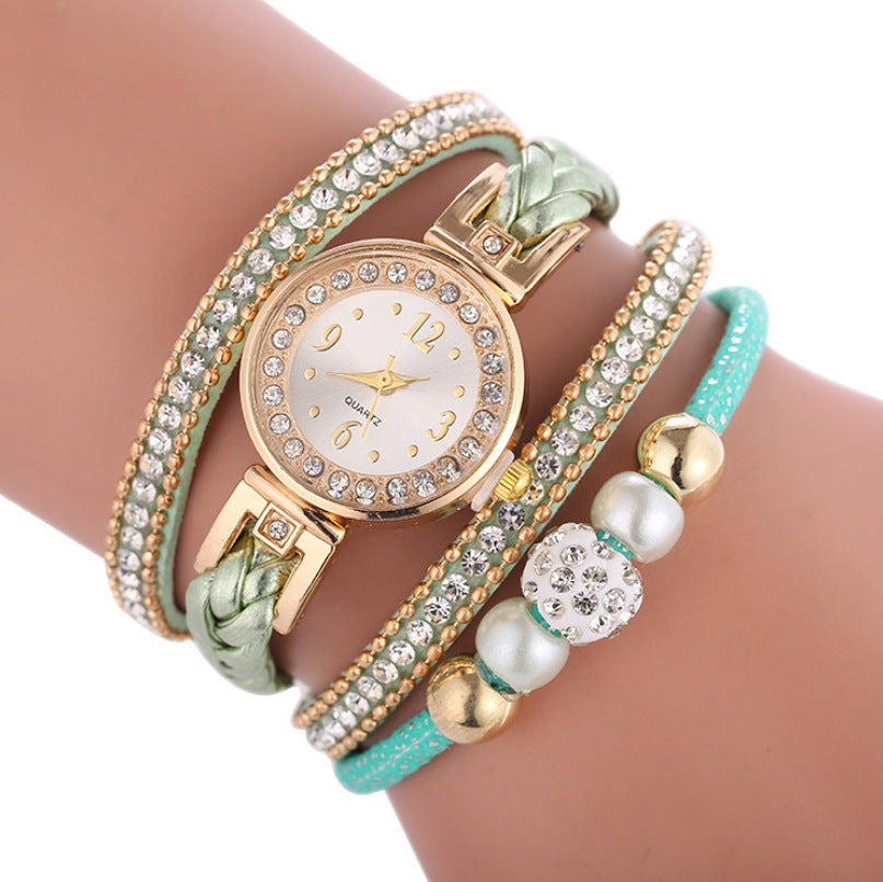 Diamond-studded Ladies Alloy Watch, Digital Face Ladies Simple Quartz Watch