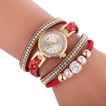 Diamond-studded Ladies Alloy Watch, Digital Face Ladies Simple Quartz Watch