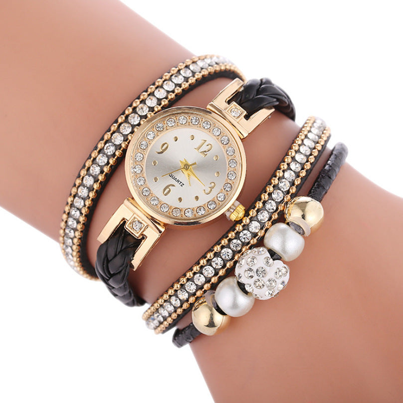 Diamond-studded Ladies Alloy Watch, Digital Face Ladies Simple Quartz Watch