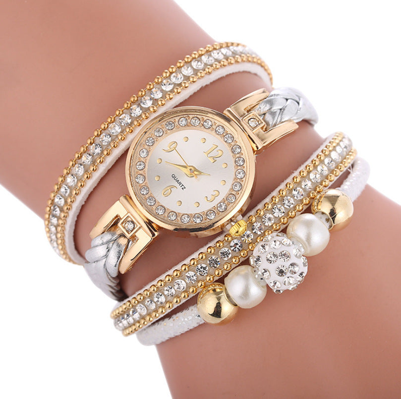 Diamond-studded Ladies Alloy Watch, Digital Face Ladies Simple Quartz Watch