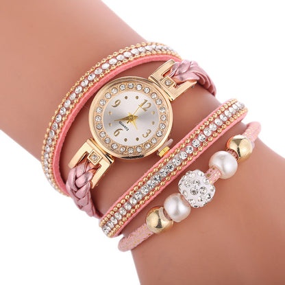 Diamond-studded Ladies Alloy Watch, Digital Face Ladies Simple Quartz Watch