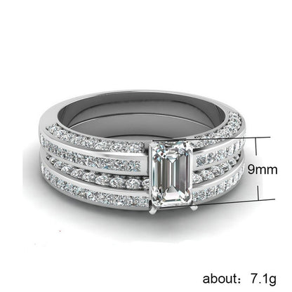 Vintage Elegant Ladies Zircon Ring Silver Plated Luxury Accessories