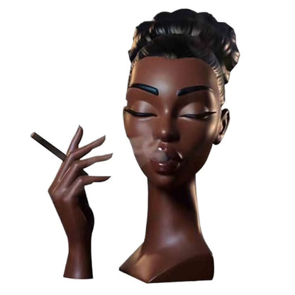 NEW Head Incense Burner Black Women Face Resin Incense Holder with 60Pcs Incense Cones for Bedroom Office Home