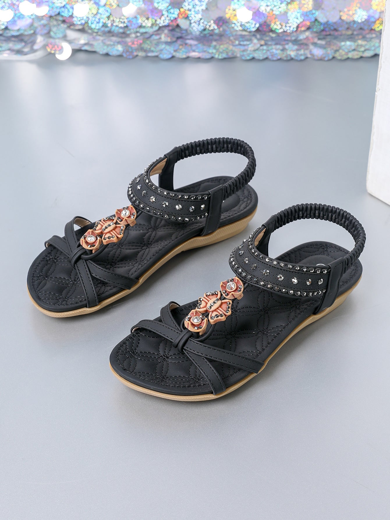 Women's Flat Sandals Plus Size Diamond Casual Shoes