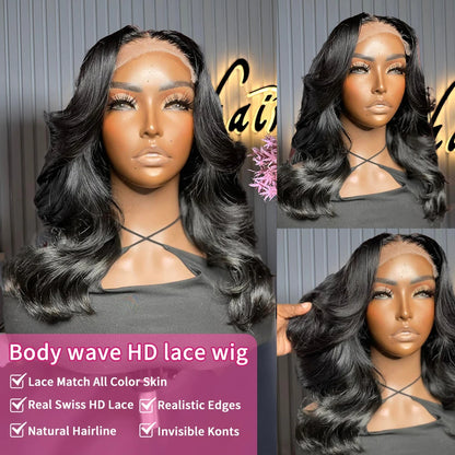 220 Density Body Wave Short Bob 13x4 13x6 Transparent Lace Front Human Hair Wigs 5x5 HD Pre Plucked Lace Frontal Wig For Women