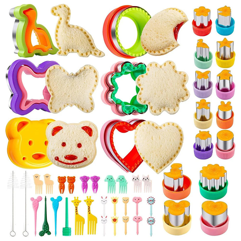 30/48PCS Sandwich Cutters Set for Children Food Cookie Bread Mold Maker Fruit Vegetable Shapes Cutting Mould Kids Baking Tools