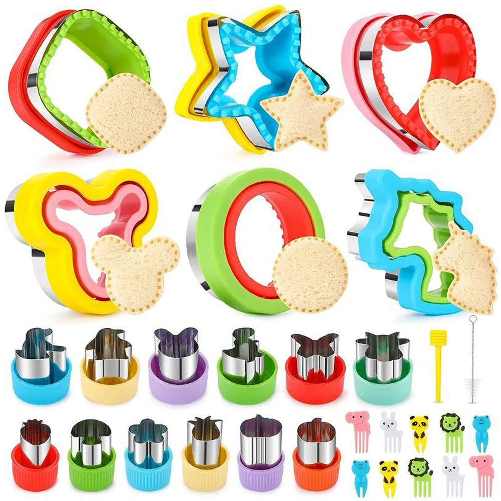 30/48PCS Sandwich Cutters Set for Children Food Cookie Bread Mold Maker Fruit Vegetable Shapes Cutting Mould Kids Baking Tools