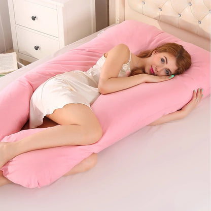 Bubble Kiss U-Shape Large Pregnancy Pillows Cotton Sleep Support Pillow For Pregnant Cartoon Pattern Maternity Side Sleepers