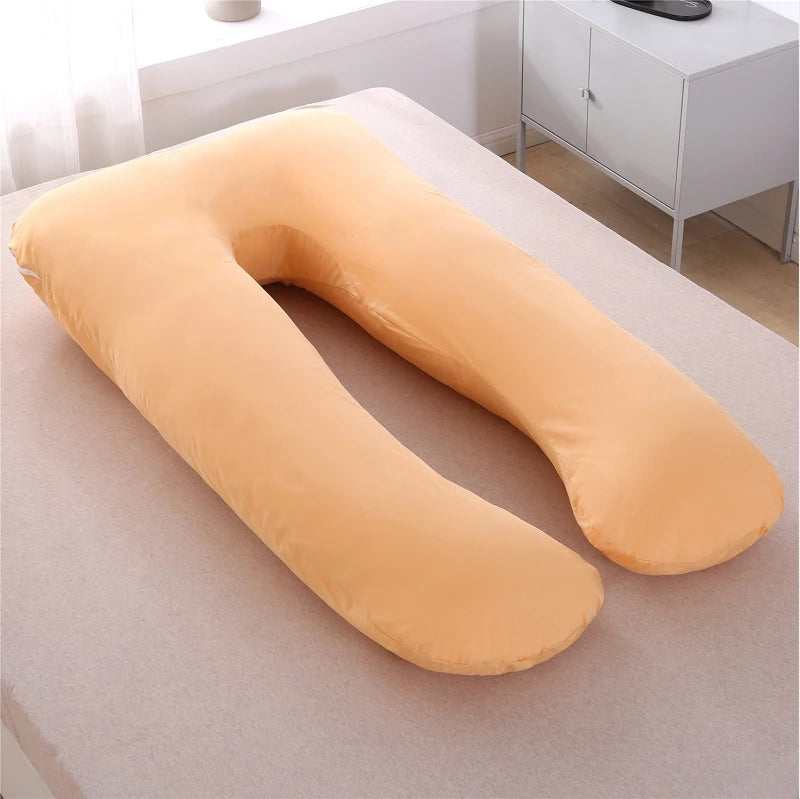 Bubble Kiss U-Shape Large Pregnancy Pillows Cotton Sleep Support Pillow For Pregnant Cartoon Pattern Maternity Side Sleepers