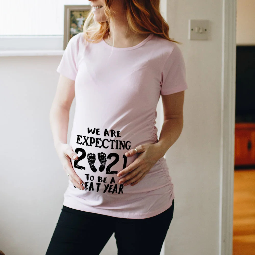 Zipper Baby Loading Women Pregnant Funny T Shirt Girl Maternity Pregnancy Announcement Shirt New Mom Clothes,Drop Ship