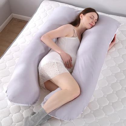 Bubble Kiss U-Shape Large Pregnancy Pillows Cotton Sleep Support Pillow For Pregnant Cartoon Pattern Maternity Side Sleepers