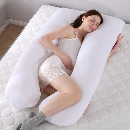 Bubble Kiss U-Shape Large Pregnancy Pillows Cotton Sleep Support Pillow For Pregnant Cartoon Pattern Maternity Side Sleepers