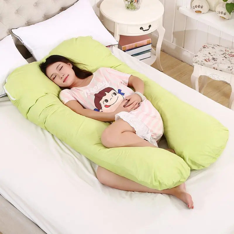 Bubble Kiss U-Shape Large Pregnancy Pillows Cotton Sleep Support Pillow For Pregnant Cartoon Pattern Maternity Side Sleepers