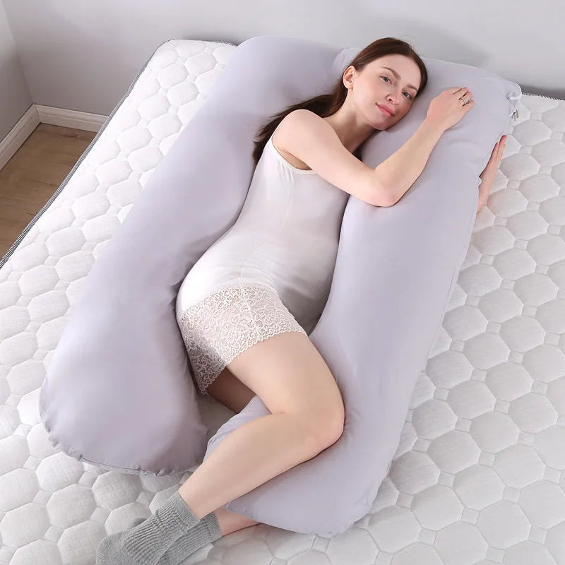 Bubble Kiss U-Shape Large Pregnancy Pillows Cotton Sleep Support Pillow For Pregnant Cartoon Pattern Maternity Side Sleepers