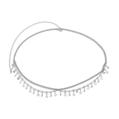 Rhinestone Metal Waist Chain Women's Accessories Summer Decoration Sexy Body Chain with Dress Jeans Belt Women