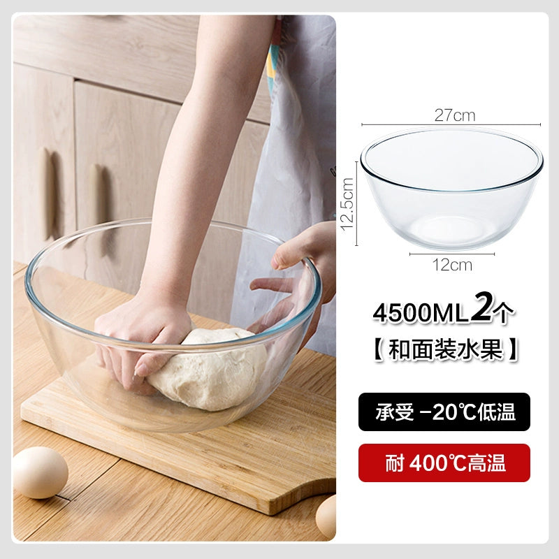 Jujiajia Clear Glass Bowl For Home Heat-Resistant Microwave Oven Baking Egg Beating Bowl Large Capacity Soup Bowl Instant Noodles Salad Bowl