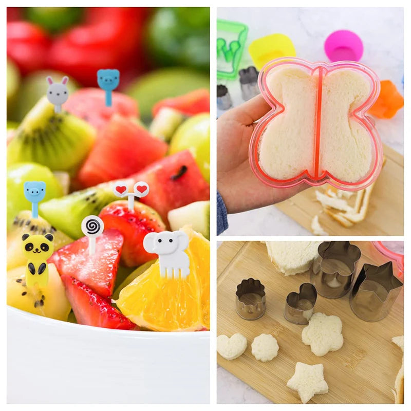 Plastic Sandwich Cutter Set For Kids Children Food Cookies Bread Toast Maker Mold Fruit Vegetable Cutters Shapes Baking Tools