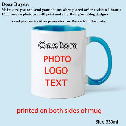 Personalized Family Photo Mug, Customize Kids,Lovers,Logo, Text, Dog, Cat ,photos Mugs, Tea Milk Cup, Mother's Day Gift 330ML