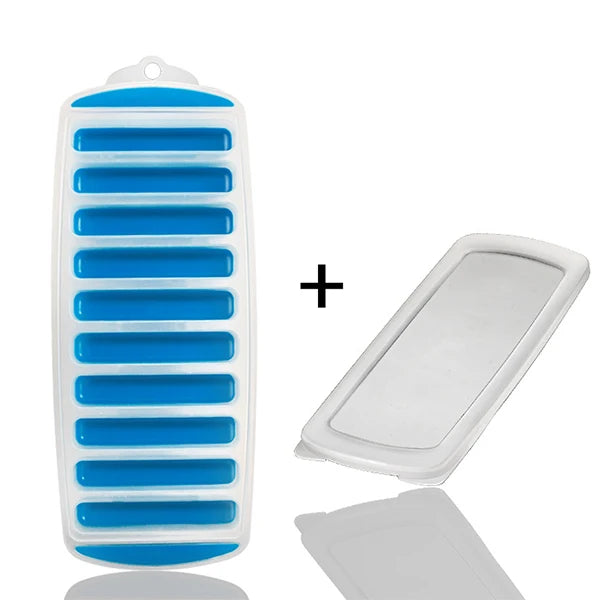 Pop Out Plastic Ice Cube Tray with Lid Reusable Ice Stick Tray Mold for Water and Sport Bottles