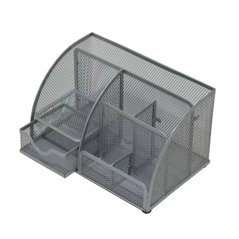 Multi grid metal creative pen holder and barrel wholesale multifunctional office stationery storage drawer style