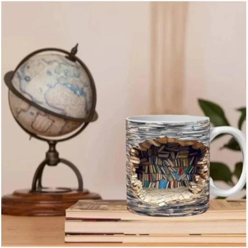 Ceramic 3D  Library Book Mug Shelf Mug Creative Space Design Multi-Purpose Mug Coffee Cup Study Milk Cup Friends Birthday Gift