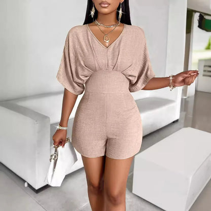 Elegant Women's Jumpsuit Short Spring and Summer 2024 Fashion New Casual Tight Sexy V-neck Casual Solid Color