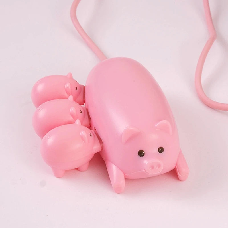 Cute USB 2.0 Hub Pink Mom Pig USB Hub with 3 Piglet Decoration Lids Great Gifts for Pig Lovers Cute Pig Stuff Pig Decor QXNF