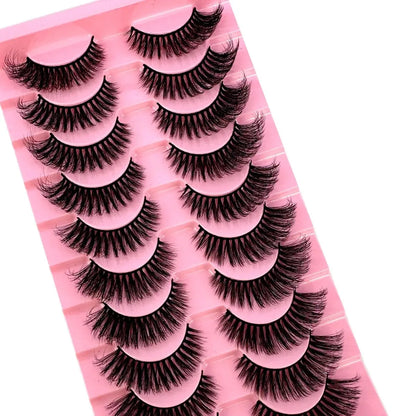 NEW 10 Pairs Cat Eye Lashes Fluffy Faux Mink Lashes 8D Wispy Lashes Pack Dramatic Long Thick Volume Eyelashes False Eyelas