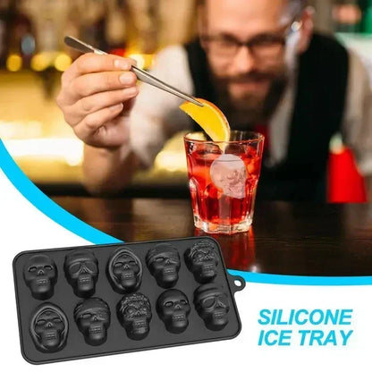 10 Grids Skull Ice Cube Mold Silicone Ice Cube Tray Cube Maker DIY Whiskey Cocktail Ice Ball Mold Chocolate Pastry Mould