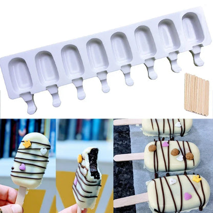 Silicone Ice Cream Forms Popsicle Mold DIY Homemade Dessert Freezer Fruit Juice Cube Maker Mould With Sticks Ice Cream Maker