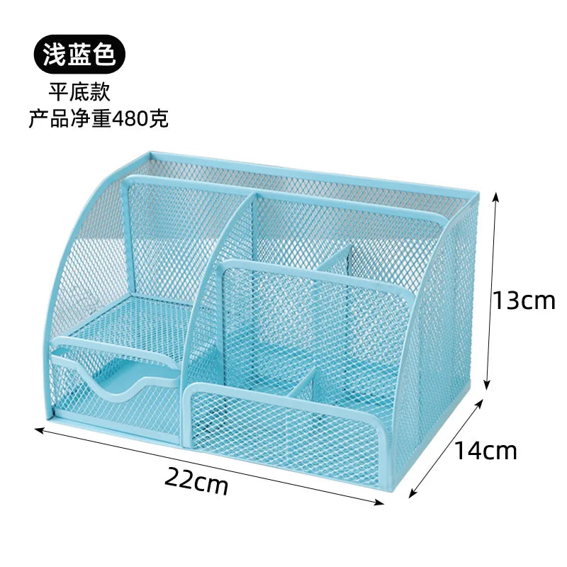 Multi grid metal creative pen holder and barrel wholesale multifunctional office stationery storage drawer style