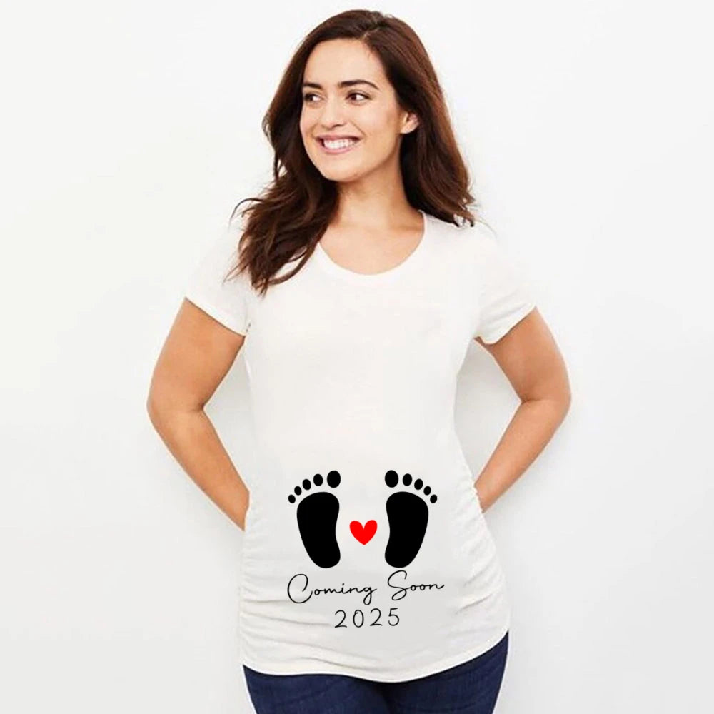 Baby Loading 2025 Print Pregnant T-Shirt Maternity Short Sleeve T Shirts Pregnancy Announcement Tops New Mom Tshirt Clothes Tees