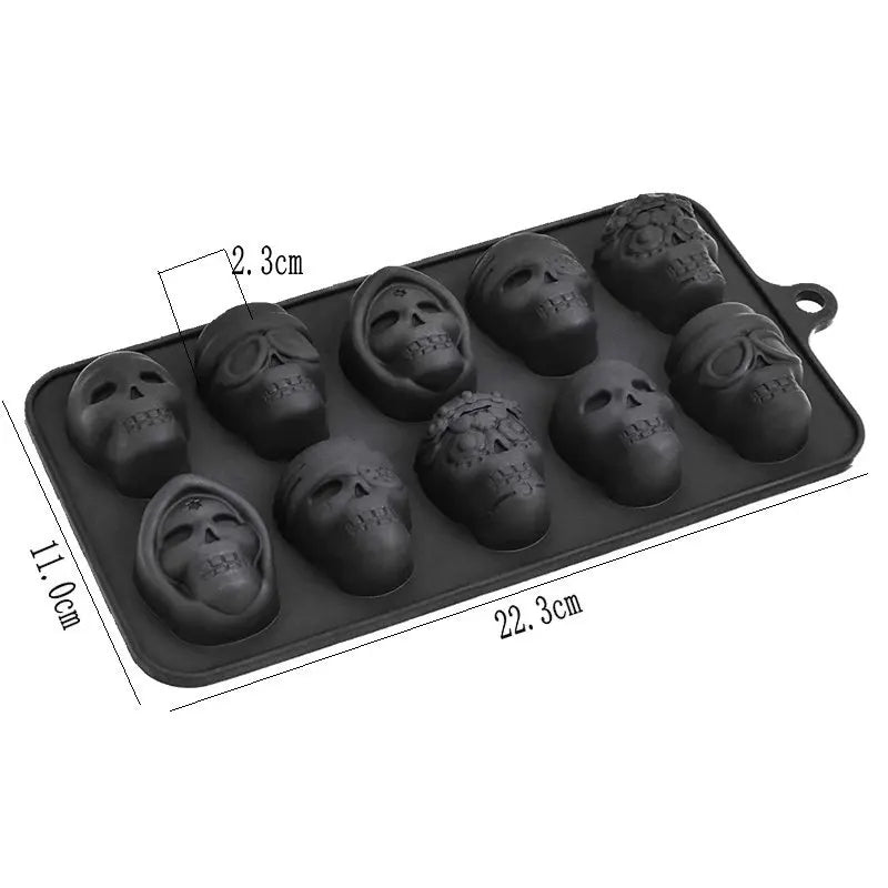 10 Grids Skull Ice Cube Mold Silicone Ice Cube Tray Cube Maker DIY Whiskey Cocktail Ice Ball Mold Chocolate Pastry Mould