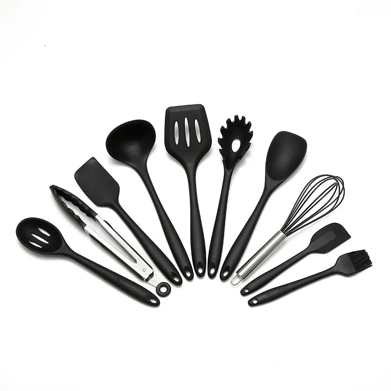 10 PCS Silicone Cookware Set Kitchen Cooking Tools Baking Tools Tableware Silicone Shovel Spoon Scraper Kitchen Accessories