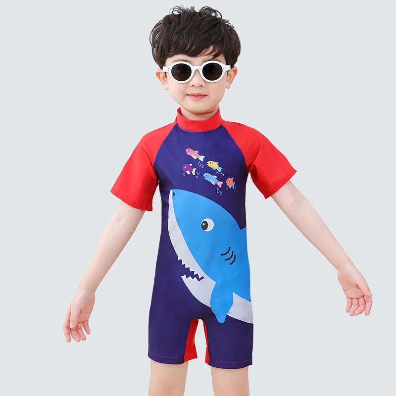 Baby Boy One-piece Swimsuit Short Sleeve Swimwear For Kids Toddler Girls Cartoon Unicorn Infant Korea Child Bathing Suit 원피스수영복