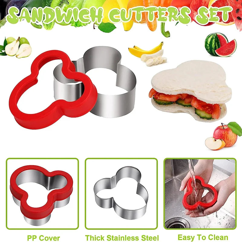 Sandwich Cutters For Children Kids Heart Star Mickey Bread Toast Lunch Bento Box Food Cookie Sandwich Makers Molds Kitchen Tools