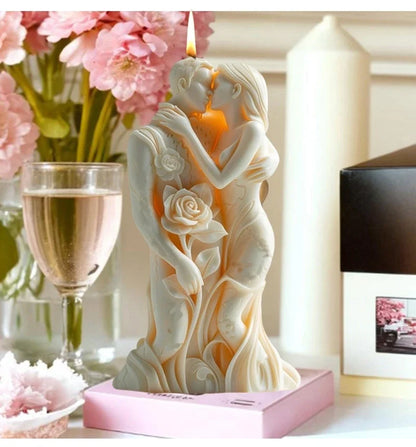 DIY Lovers Embrace Candles Silicone Mold Flowers Roses Couple Concrete Resin Mould Men Women Embrace Gypsum Molds Wedding Decor