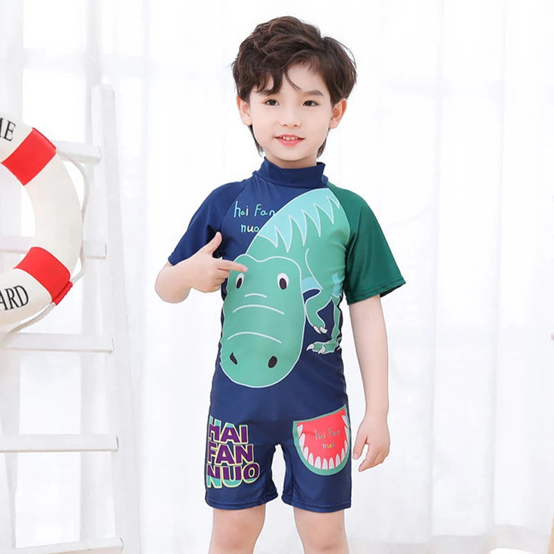 Baby Boy One-piece Swimsuit Short Sleeve Swimwear For Kids Toddler Girls Cartoon Unicorn Infant Korea Child Bathing Suit 원피스수영복