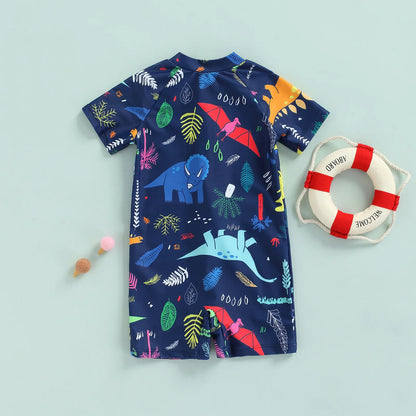 Toddler Baby Boys Swimsuit Short Sleeve Bathing Suit Rash Guard Kid Swimwear Beach Wear