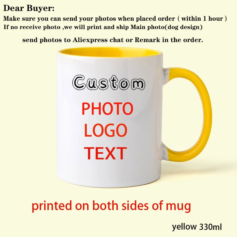 Personalized Family Photo Mug, Customize Kids,Lovers,Logo, Text, Dog, Cat ,photos Mugs, Tea Milk Cup, Mother's Day Gift 330ML