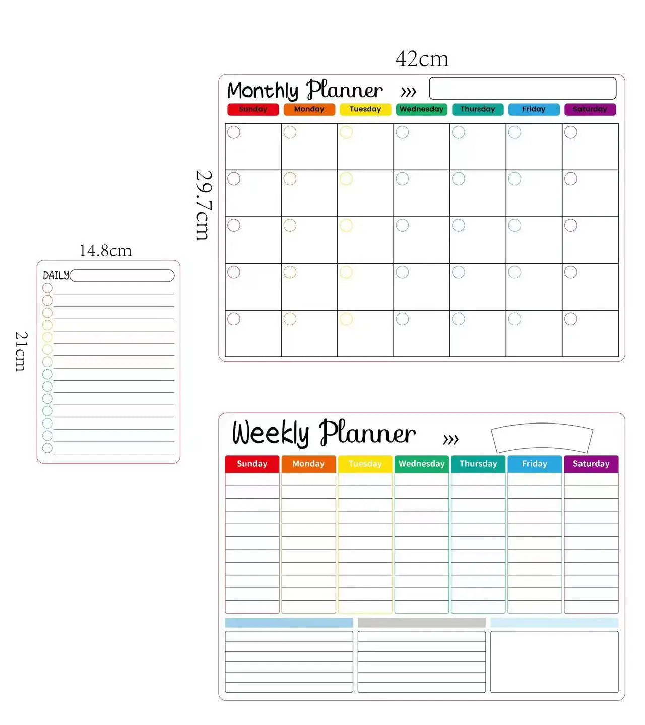 2024 New Magnetic Monthly Weekly Planner Calendar Table Dry Erase Whiteboard Blackboard Fridge Sticker Message Board Menu