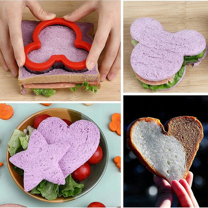 Sandwich Cutters For Children Kids Heart Star Mickey Bread Toast Lunch Bento Box Food Cookie Sandwich Makers Molds Kitchen Tools