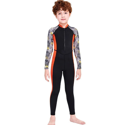 One-Piece Children Swimsuits Kid Swimwear Boys Long Sleeve Sun Protection (including swimming caps)