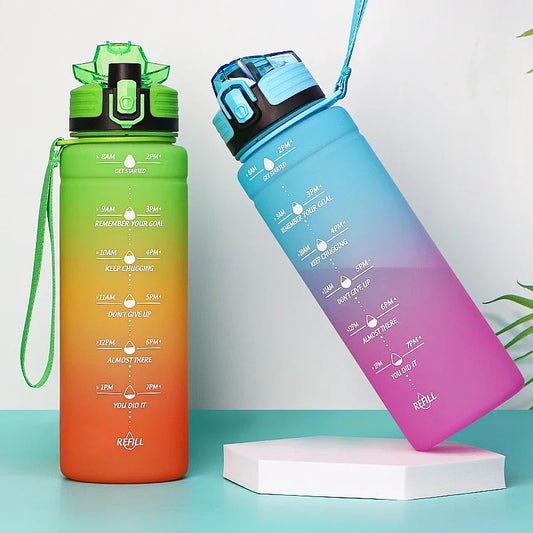 NEW Summer 500/1000ML Frosted Sports Water Bottle Portable Leak-proof Seal BPA-free Gourd Drinking Bottle Healthy Tritan Bottle