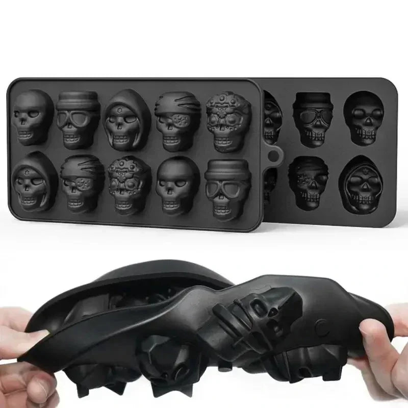 10 Grids Skull Ice Cube Mold Silicone Ice Cube Tray Cube Maker DIY Whiskey Cocktail Ice Ball Mold Chocolate Pastry Mould