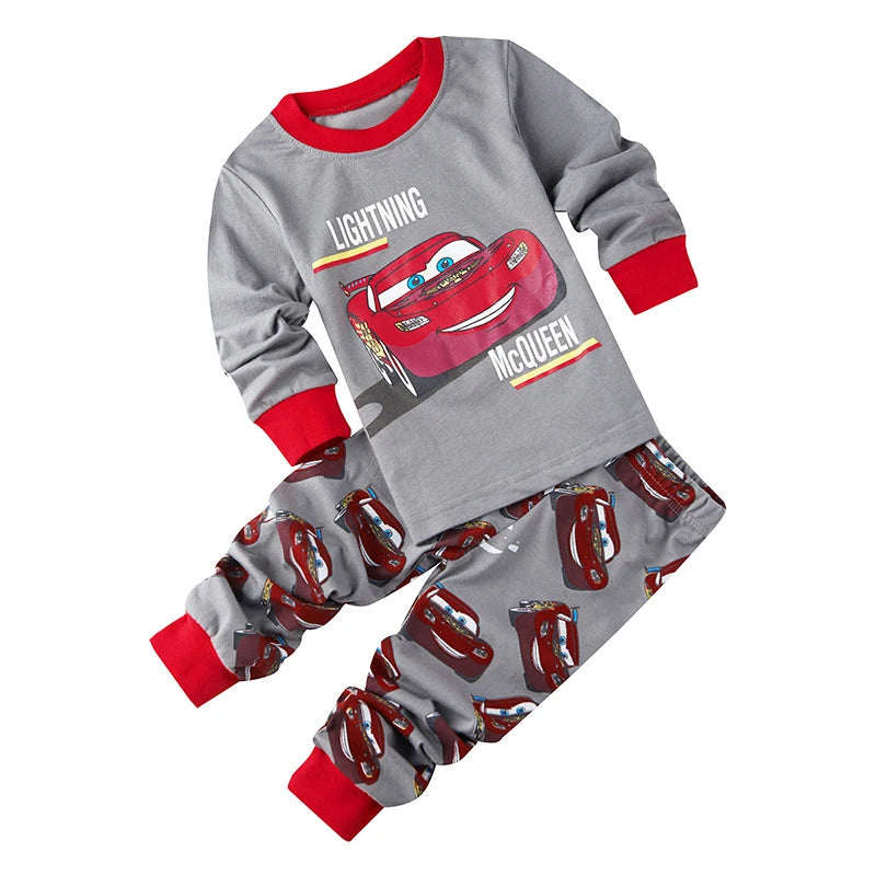 Spring Autumn Children's Clothing Sets Boys 95 Cars McQueen Cartoon Sleepwear Clothes Kids Pajamas Set Baby Girls Cotton Pyjamas