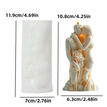 DIY Lovers Embrace Candles Silicone Mold Flowers Roses Couple Concrete Resin Mould Men Women Embrace Gypsum Molds Wedding Decor