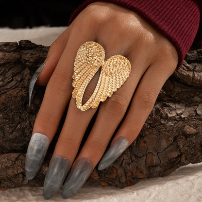 Retro Angel Wings Large Ring For Women Unisex Vintage Open Ring Punk Gothic Rock Hiphop Accessories Designer Jewelry Lovers Gift