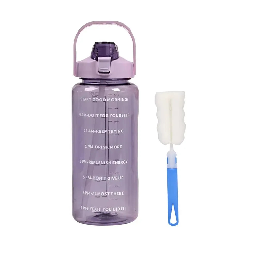 2 Liters Straw Plastic Water Bottle Large Portable Travel Bottle Sports Fitness Cup High Value Big Fat Cup Adult Universal